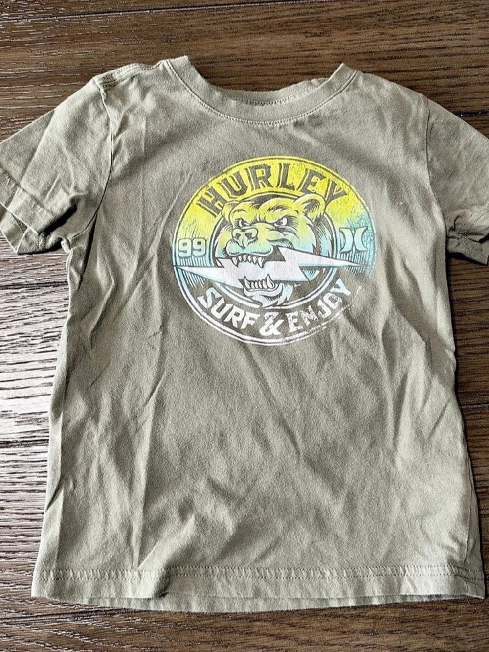 Hurley Surf & Enjoy Graphic T-Shirt Girls Size 6 Green